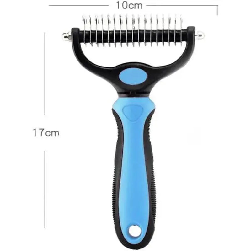 Stainless Steel Double-Sided Pet Detangling Comb for Dogs and Cats - Grooming Shedding Brush with Optimal Blade Spacing for Matting Reduction and Fur Removal