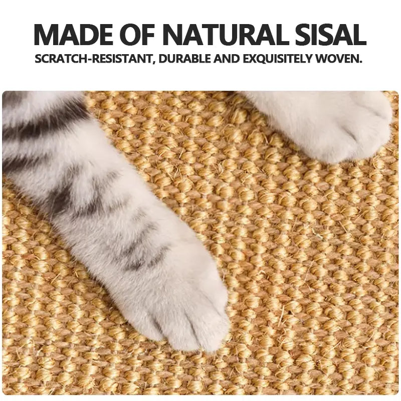 Sisal Cat Scratching Mat - Wall-Mounted Scratch Pad for Furniture and Wall Protection, Non-Slip Design for Indoor Cats and Kittens