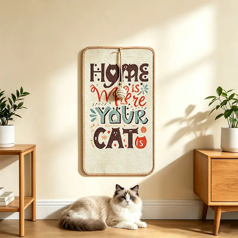 Sisal Cat Scratching Mat - Wall-Mounted Scratch Pad for Furniture and Wall Protection, Non-Slip Design for Indoor Cats and Kittens