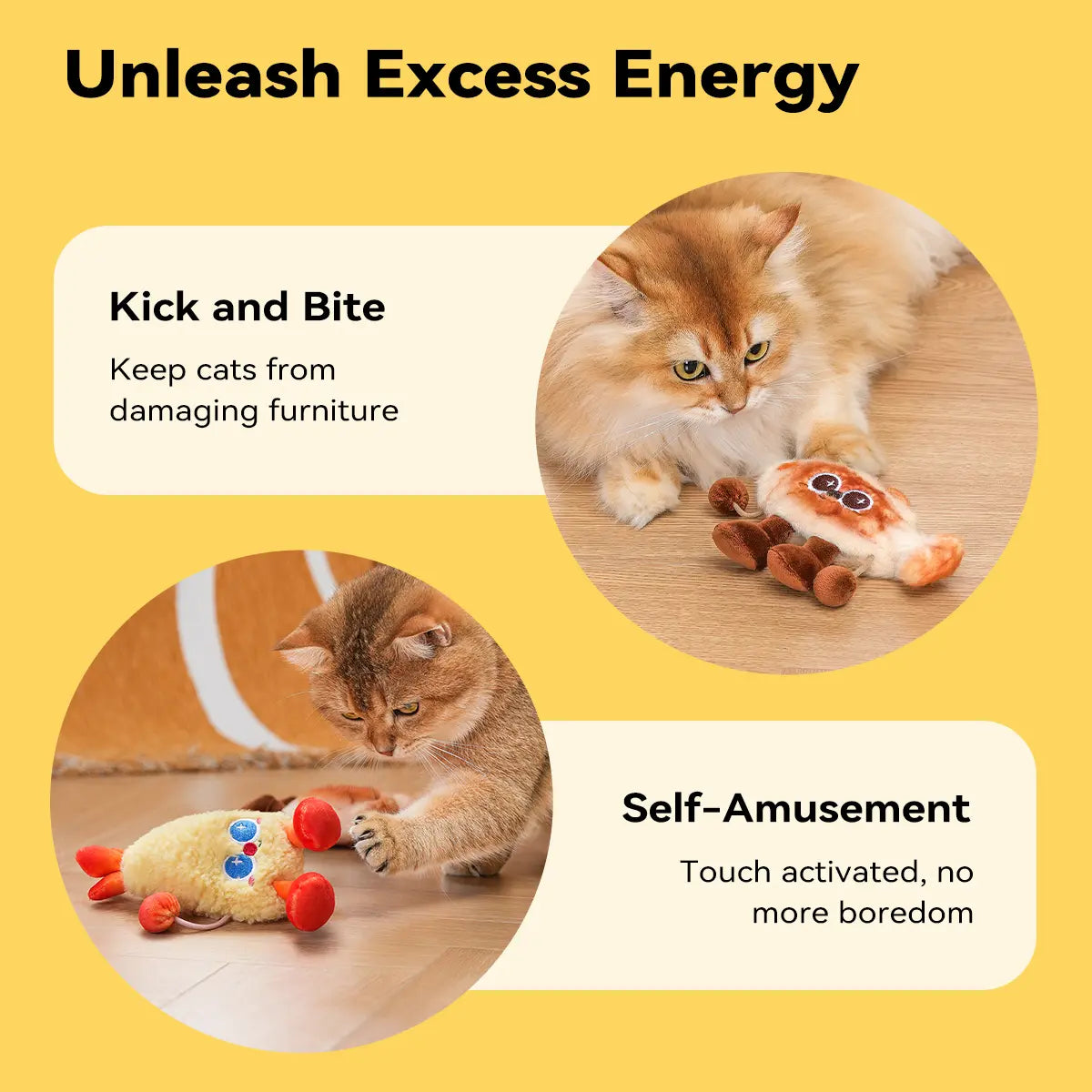 Petgravity Jumpyshrimp Taiyaki Interactive Electric Cat Toys Set, 2 Pack Automatic Jumping Moving Cat Toys with Built-In Motor, Fun Exercise Play Toys for Indoor Cats Kitten, Summervibes, Petlovers,Summervibes