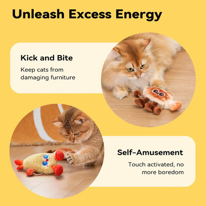 Petgravity Jumpyshrimp Taiyaki Interactive Electric Cat Toys Set, 2 Pack Automatic Jumping Moving Cat Toys with Built-In Motor, Fun Exercise Play Toys for Indoor Cats Kitten, Summervibes, Petlovers,Summervibes
