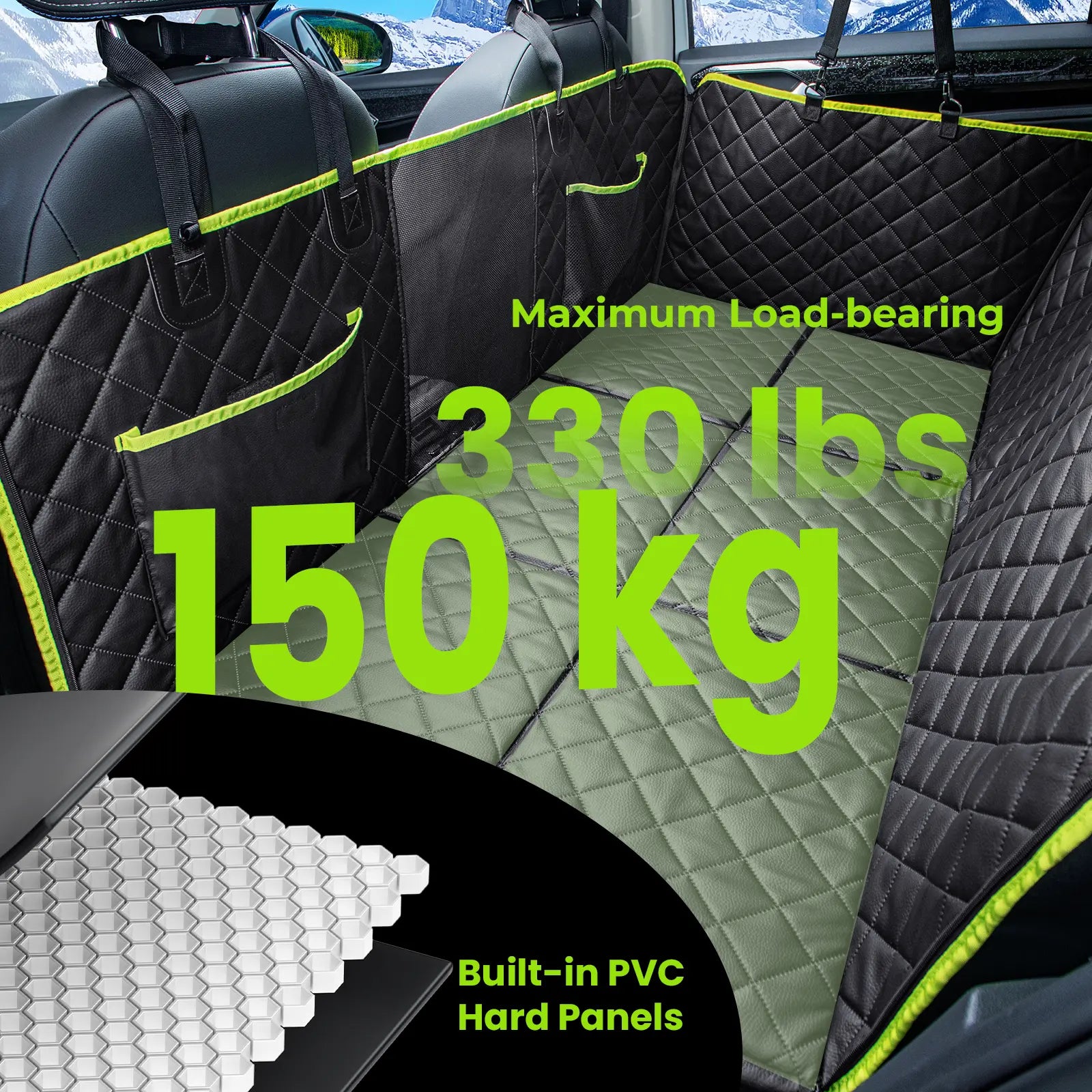 Pecute Pet Car Seat Cover Waterproof Dog Backseat Hammock with Mesh Window & Storage Pocket, 600D Non-Slip for Car/Truck, Easy to Install Washable,Summervibes,Petlovers,Summervibes