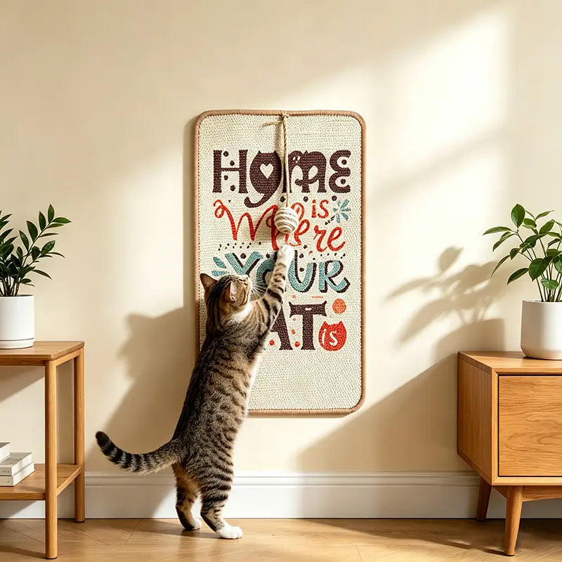 Sisal Cat Scratching Mat - Wall-Mounted Scratch Pad for Furniture and Wall Protection, Non-Slip Design for Indoor Cats and Kittens