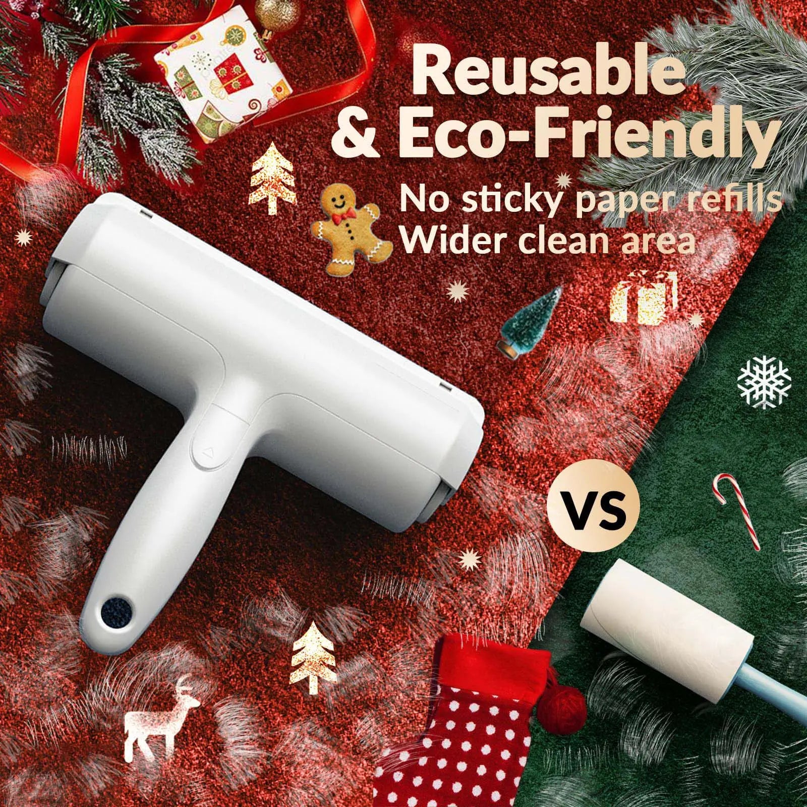 Pet Hair Removal Tool Reusable Roller for Cat and Dog Hair, Self-Cleaning with Built-In Fur Bin for Couch Firniture Bed Car Carpet Clothes
