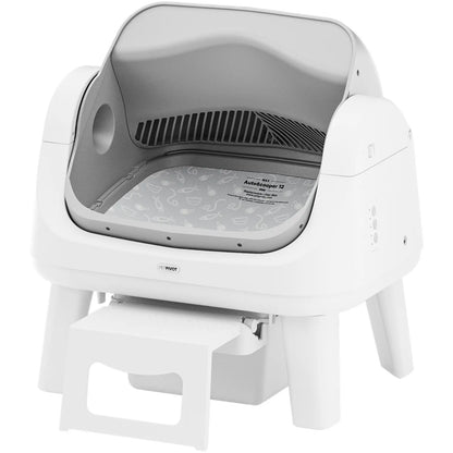 Petpivot Autoscooper 12 Lite Open Top Self-Cleaning Cat Litter Box with Automatic Operation, 7 Pairs of Safety Sensors, Anti-Pinch Protection, and Easy Access Step for Senior Cats