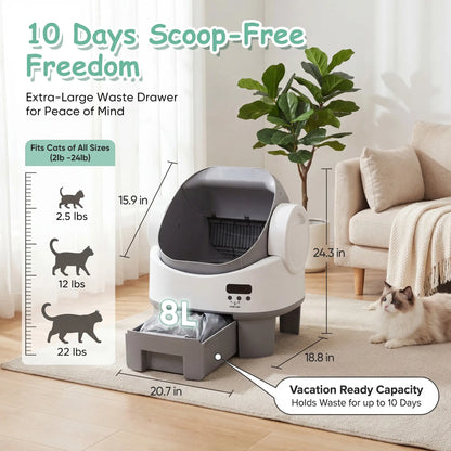 Warcat Next-Gen Automatic Open-Top Cat Litter Box Simplified Self-Cleaning Litter Box with Reliable Safety Sensors App-Free Design for Easy Use #Aprilstockup#Tiktokshopstockup#Tiktokshopmothersday#Summervibes#Petlovers
