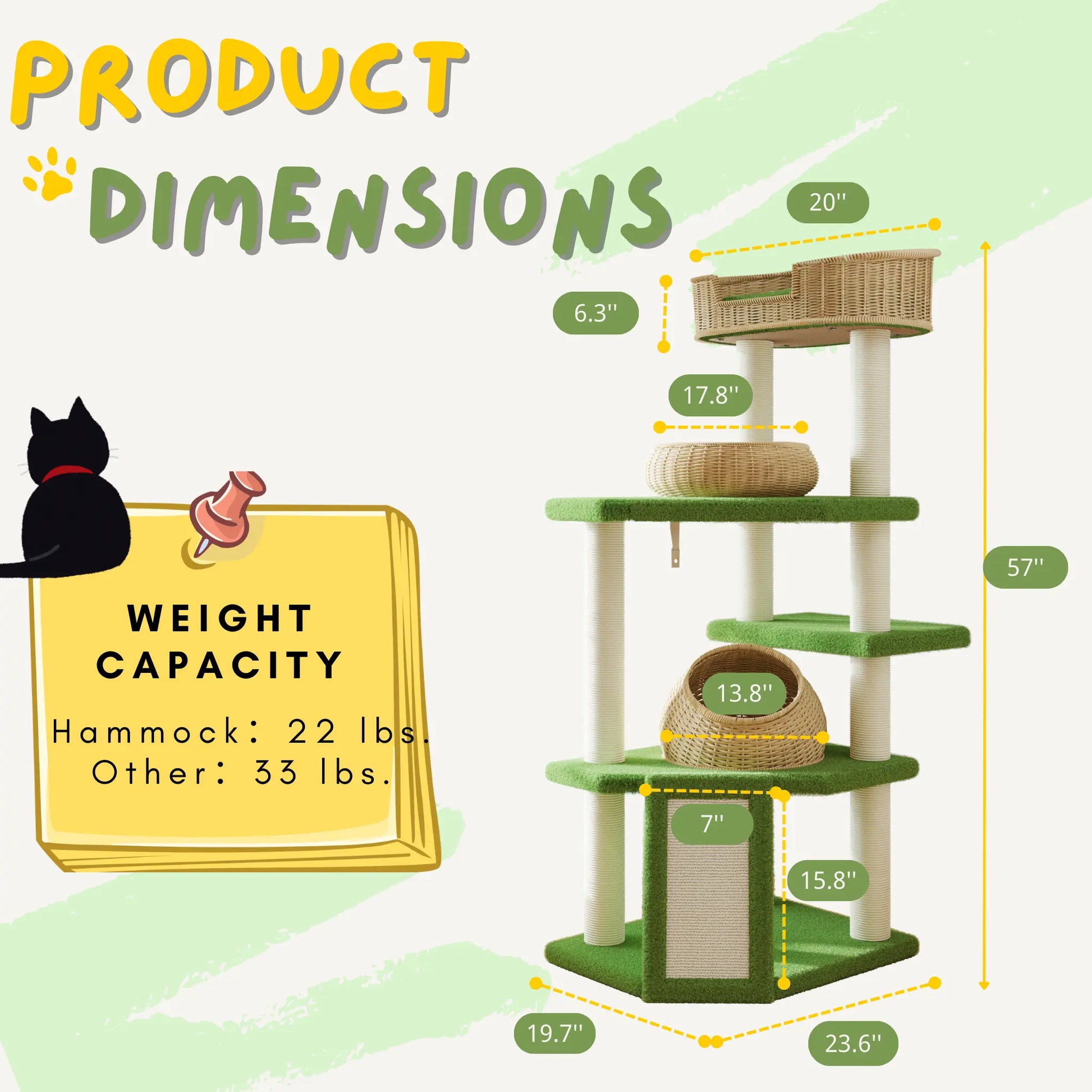 Muticor 57/74/81-Inch Cat Tree Tower with Wicker Baskets & Plush Lamb Wool Perches #Summervibes