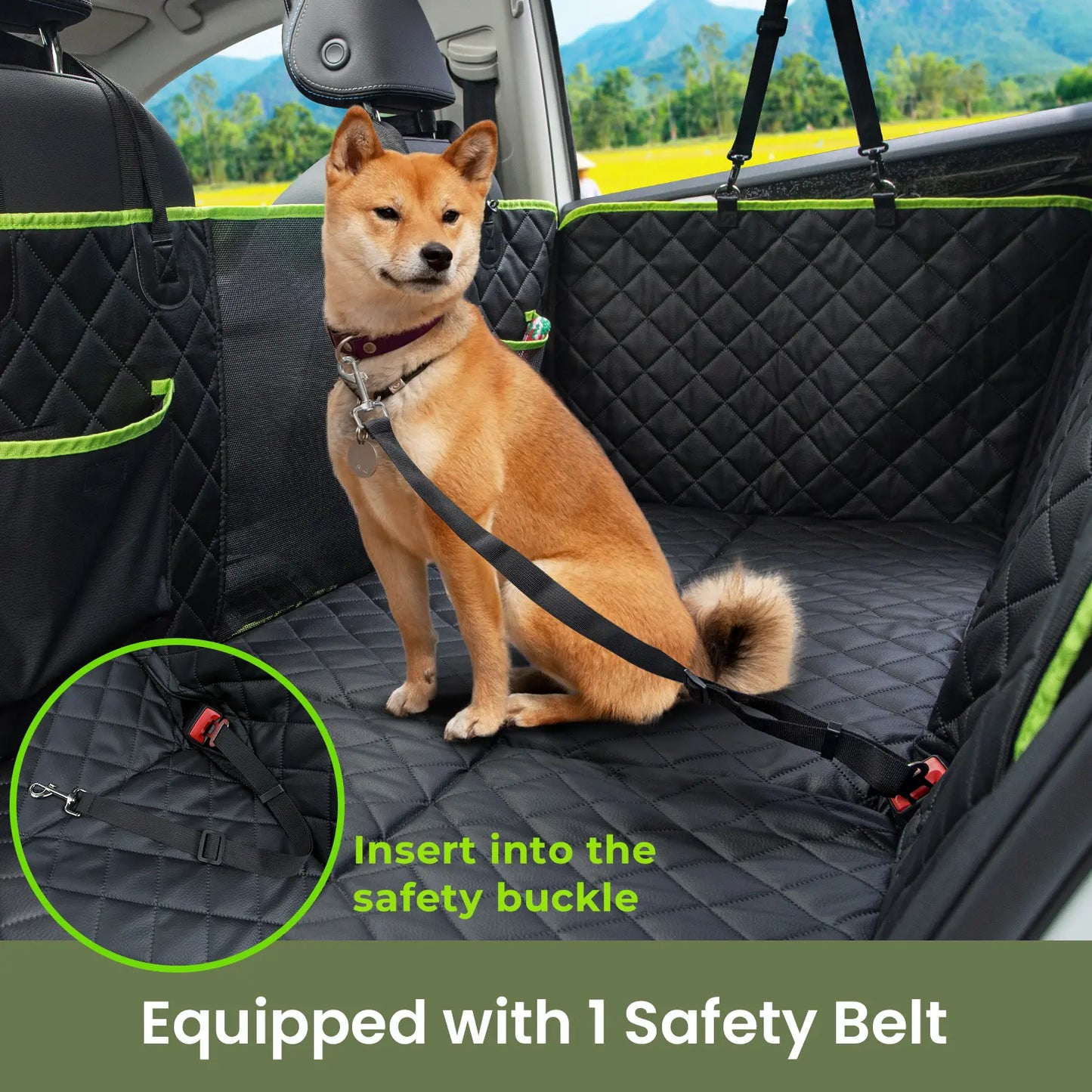 Pecute Pet Car Seat Cover Waterproof Dog Backseat Hammock with Mesh Window & Storage Pocket, 600D Non-Slip for Car/Truck, Easy to Install Washable,Summervibes,Petlovers,Summervibes
