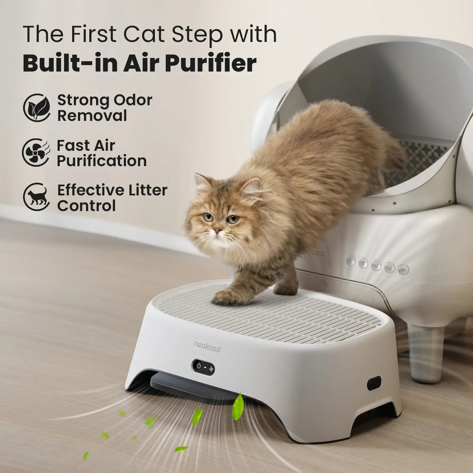 Neakasa Airstep Pet Air Purifier with Three Modes for Odor, Dust, and Pet Hair Control, Compatible with M1 Plus, M1 Lite, and Most Automatic and Traditional Litter Boxes