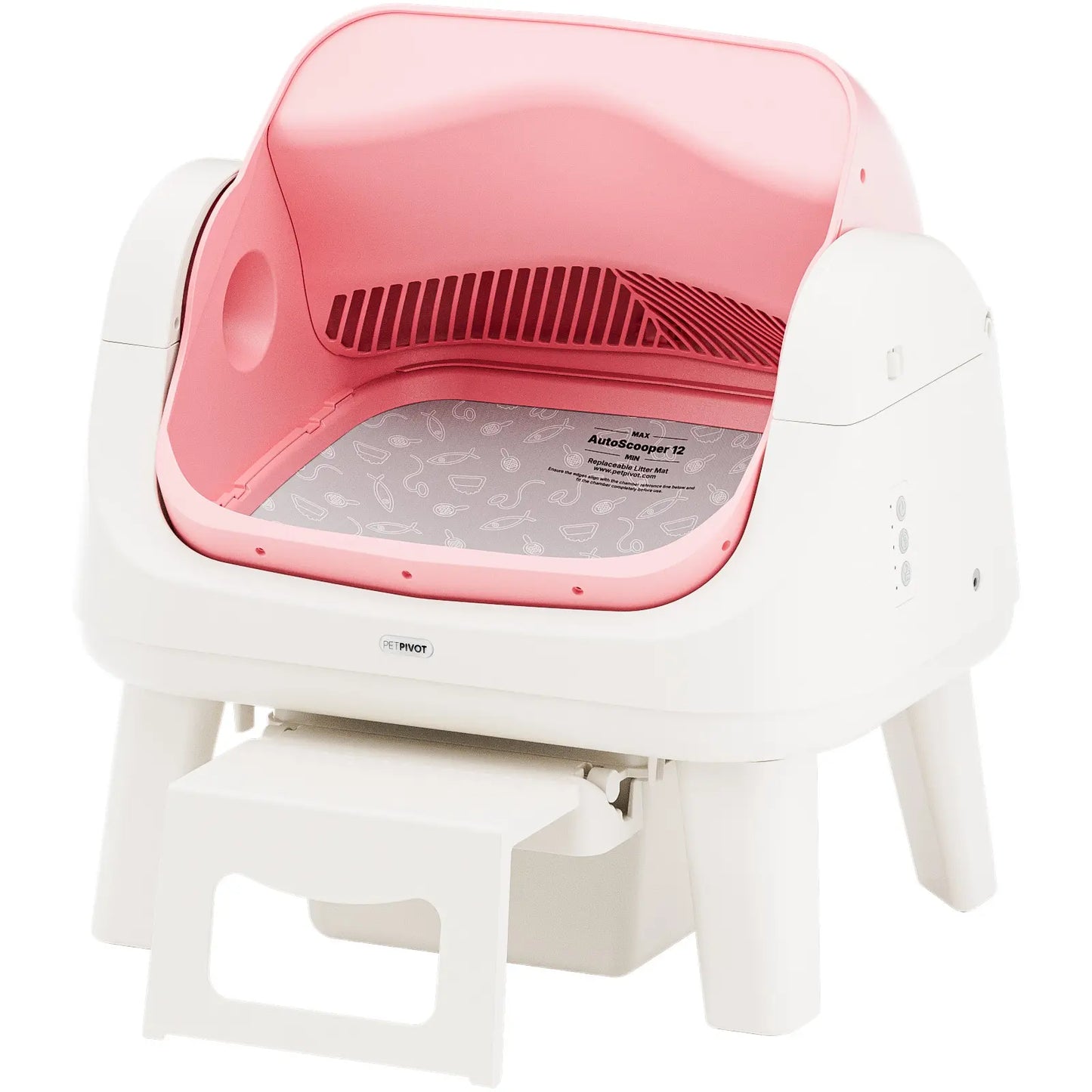 Petpivot Autoscooper 12 Lite Open Top Self-Cleaning Cat Litter Box with Automatic Operation, 7 Pairs of Safety Sensors, Anti-Pinch Protection, and Easy Access Step for Senior Cats