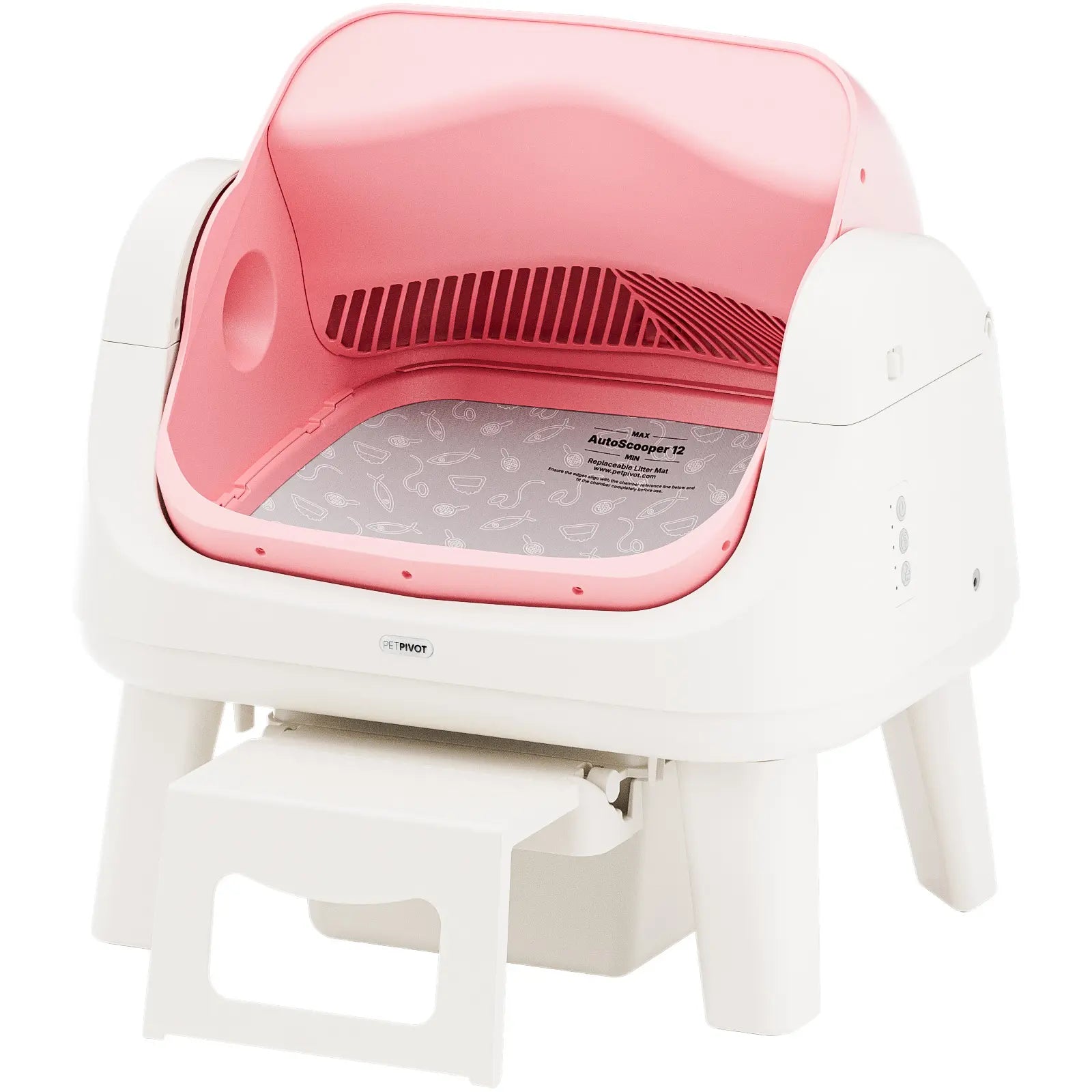 Petpivot Autoscooper 12 Lite Open Top Self-Cleaning Cat Litter Box with Automatic Operation, 7 Pairs of Safety Sensors, Anti-Pinch Protection, and Easy Access Step for Senior Cats
