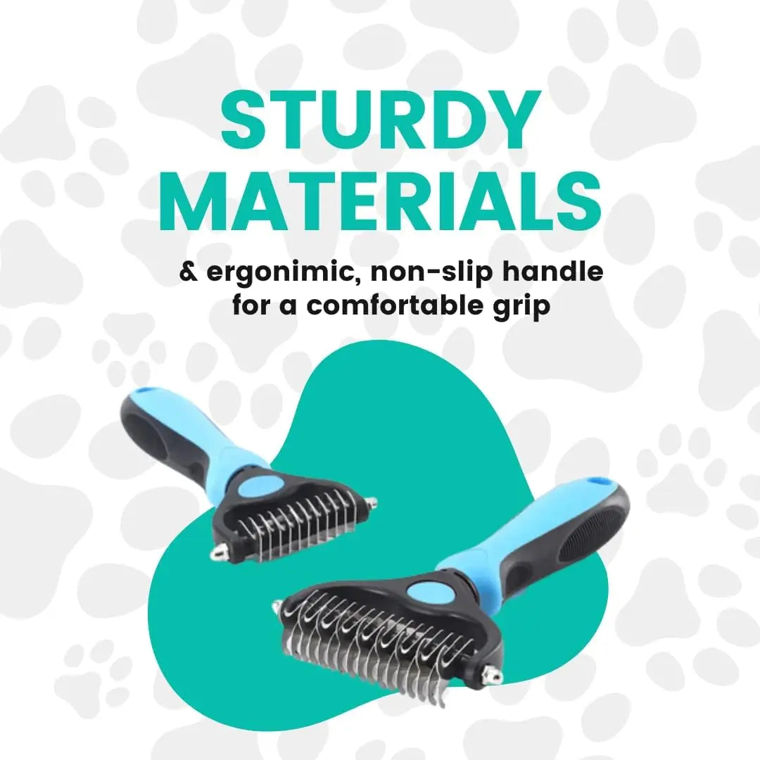 Stainless Steel Double-Sided Pet Detangling Comb for Dogs and Cats - Grooming Shedding Brush with Optimal Blade Spacing for Matting Reduction and Fur Removal