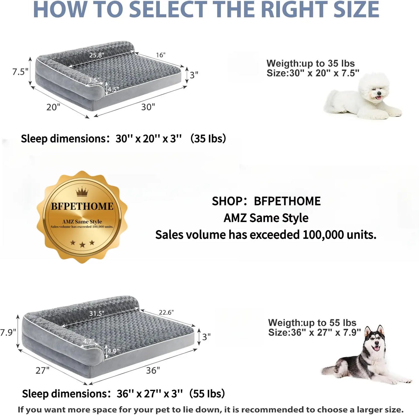 Orthopedic L-Shaped Dog Bed for Large Dogs - Waterproof Sofa with Velvet Top, Pressure Relief Orthopedic Foam, Joint Support, Removable Washable Cover, Self-Warming Soft Surface, Non-Slip Bottom,Summervibes