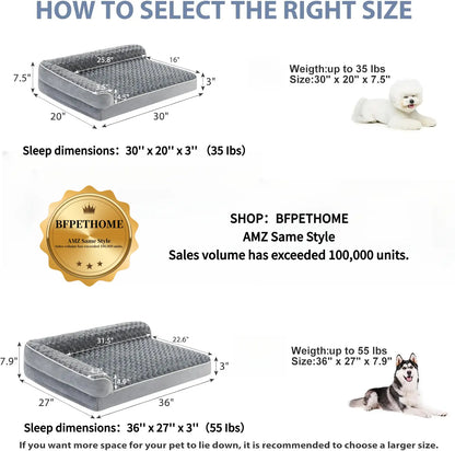 Orthopedic L-Shaped Dog Bed for Large Dogs - Waterproof Sofa with Velvet Top, Pressure Relief Orthopedic Foam, Joint Support, Removable Washable Cover, Self-Warming Soft Surface, Non-Slip Bottom,Summervibes