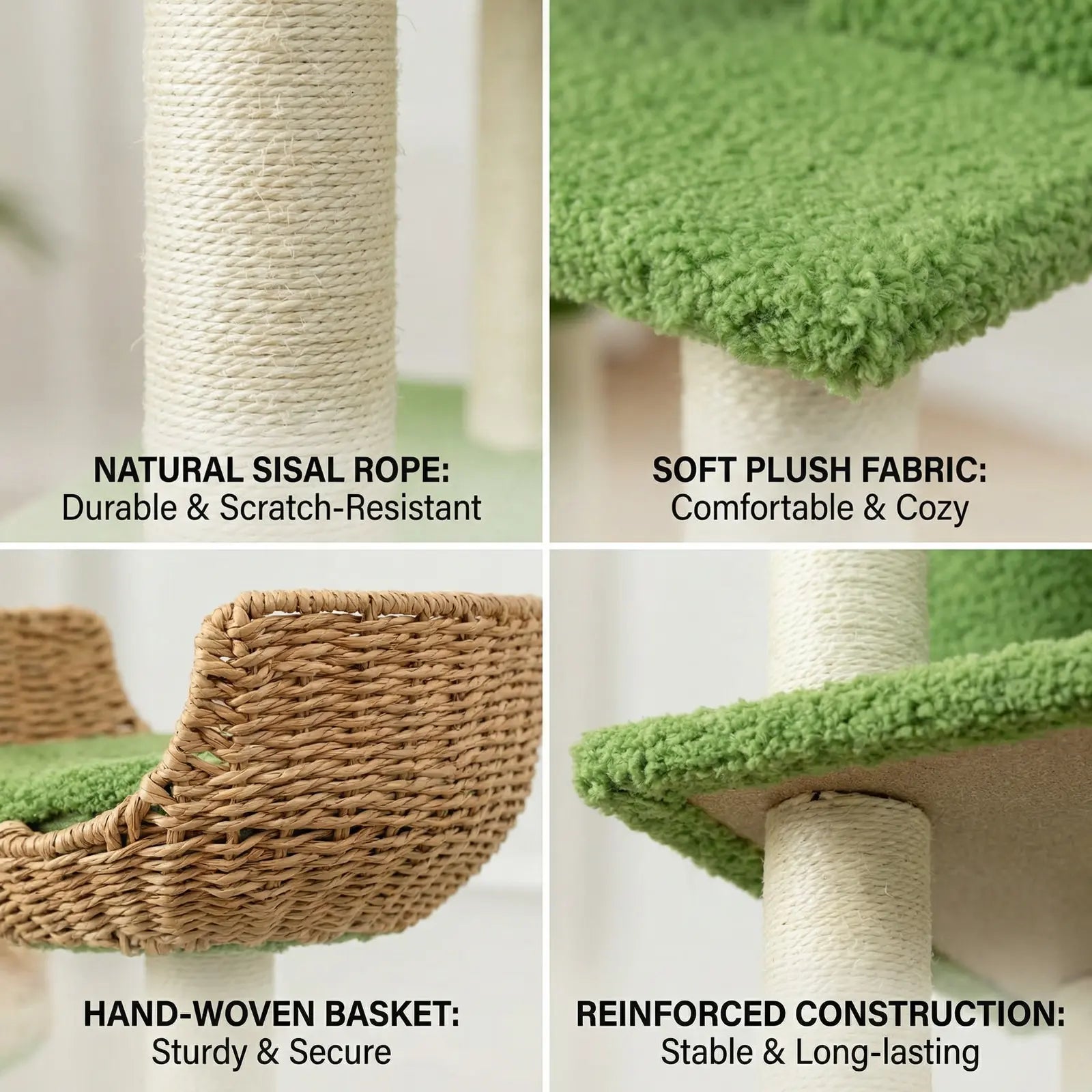 Muticor 57/74/81-Inch Cat Tree Tower with Wicker Baskets & Plush Lamb Wool Perches #Summervibes