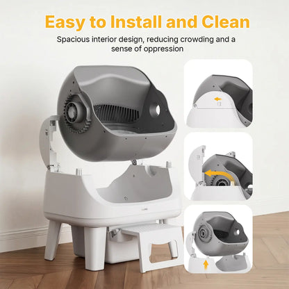 Petpivot Autoscooper 12 Lite Open Top Self-Cleaning Cat Litter Box with Automatic Operation, 7 Pairs of Safety Sensors, Anti-Pinch Protection, and Easy Access Step for Senior Cats