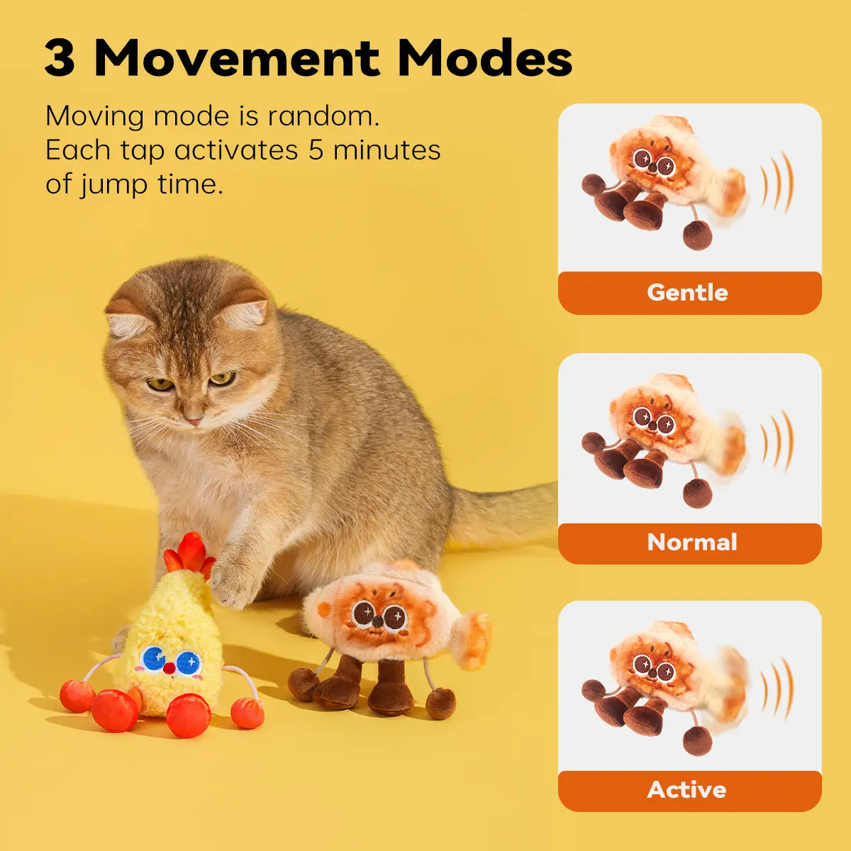 Petgravity Jumpyshrimp Taiyaki Interactive Electric Cat Toys Set, 2 Pack Automatic Jumping Moving Cat Toys with Built-In Motor, Fun Exercise Play Toys for Indoor Cats Kitten, Summervibes, Petlovers,Summervibes