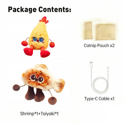 Petgravity Jumpyshrimp Taiyaki Interactive Electric Cat Toys Set, 2 Pack Automatic Jumping Moving Cat Toys with Built-In Motor, Fun Exercise Play Toys for Indoor Cats Kitten, Summervibes, Petlovers,Summervibes