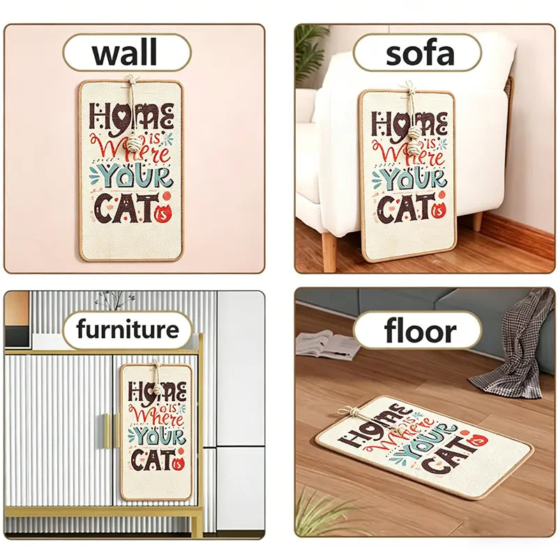 Sisal Cat Scratching Mat - Wall-Mounted Scratch Pad for Furniture and Wall Protection, Non-Slip Design for Indoor Cats and Kittens