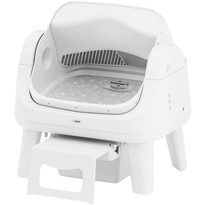 Petpivot Autoscooper 12 Lite Open Top Self-Cleaning Cat Litter Box with Automatic Operation, 7 Pairs of Safety Sensors, Anti-Pinch Protection, and Easy Access Step for Senior Cats