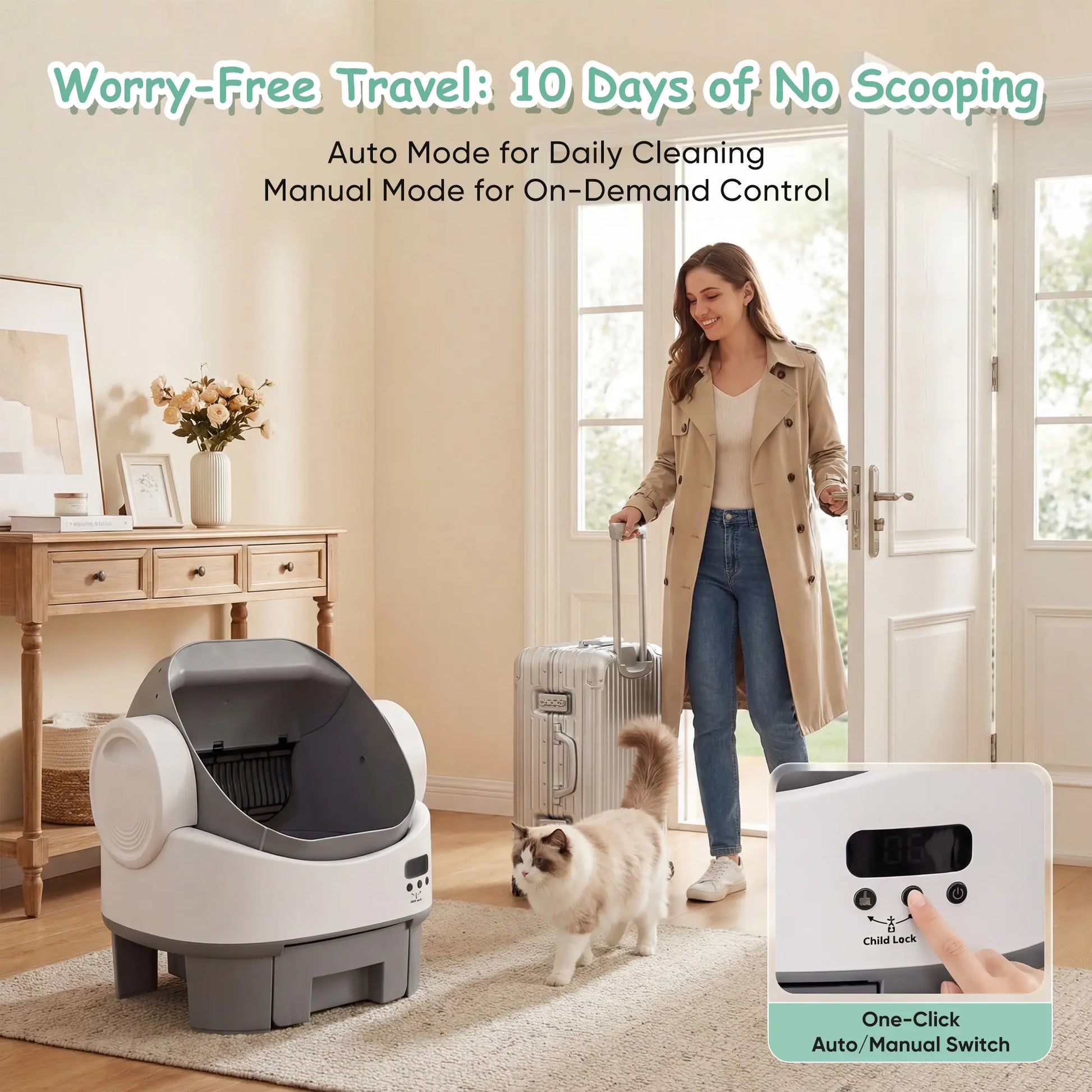Warcat Next-Gen Automatic Open-Top Cat Litter Box Simplified Self-Cleaning Litter Box with Reliable Safety Sensors App-Free Design for Easy Use #Aprilstockup#Tiktokshopstockup#Tiktokshopmothersday#Summervibes#Petlovers